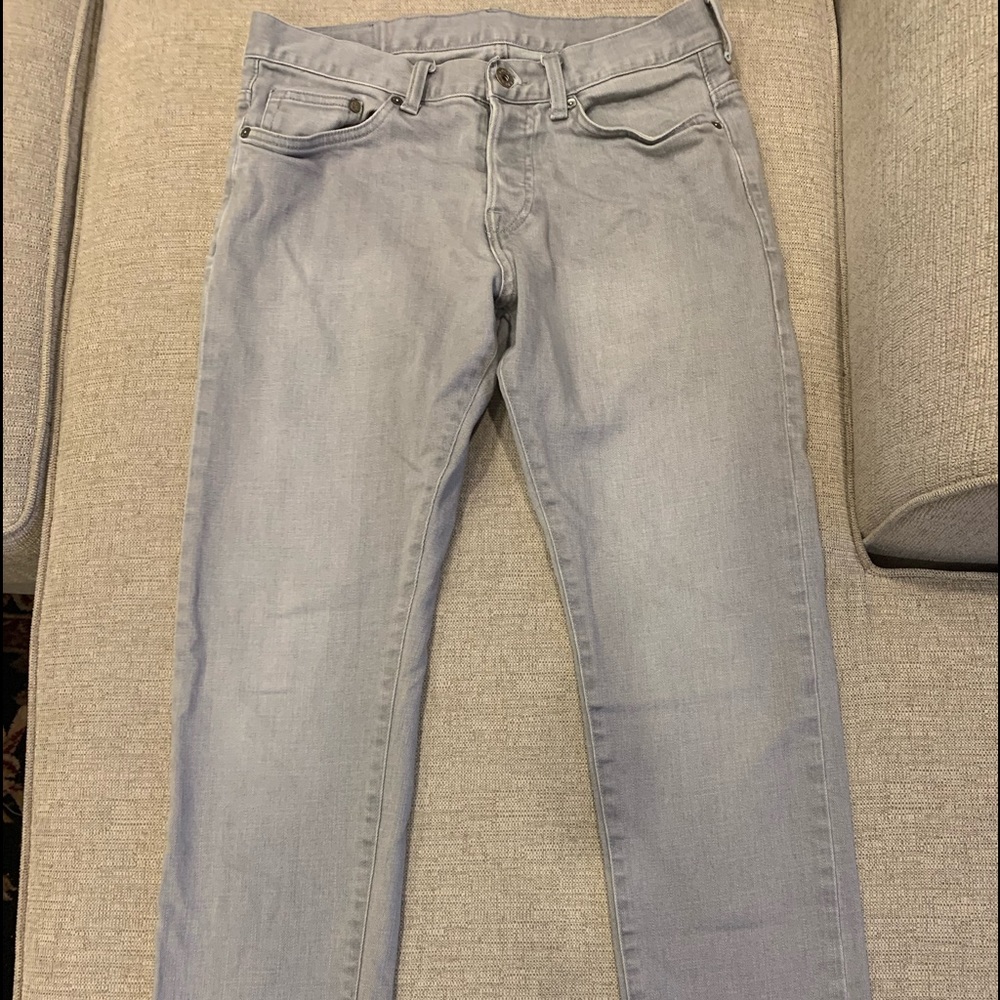 Grey men’s jeans light grey button fly 32x32 slim